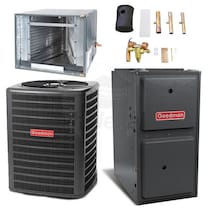 Goodman - 4.0 Ton Cooling - 120k BTU/Hr Heating - Air Conditioner + Variable Speed Furnace Kit - 14.0 SEER - 97% AFUE - For Horizontal Installation