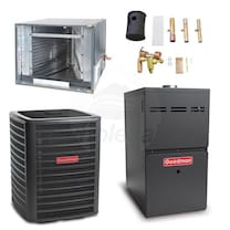 Goodman - 3.0 Ton Cooling - 100k BTU/Hr Heating - Air Conditioner + Variable Speed Furnace Kit - 18.0 SEER - 80% AFUE - For Horizontal Installation