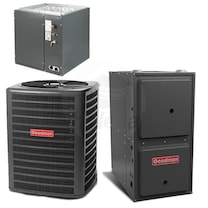 Goodman - 3.0 Ton Cooling - 60k BTU/Hr Heating - Heat Pump + Furnace Kit - 14.0 SEER - 96% AFUE - For Downflow Installation