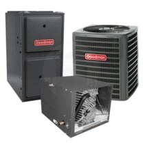 Goodman - 3.0 Ton Cooling - 120k BTU/Hr Heating - Air Conditioner + Variable Speed Furnace Kit - 16.0 SEER - 96% AFUE - For Horizontal Installation