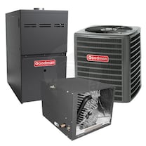 Goodman - 3.0 Ton Cooling - 100k BTU/Hr Heating - Air Conditioner + Variable Speed Furnace Kit - 14.5 SEER - 80% AFUE - For Horizontal Installation