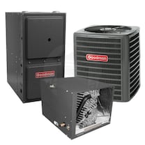 Goodman - 1.5 Ton Cooling - 60k BTU/Hr Heating - Heat Pump + Furnace Kit - 14.5 SEER - 96% AFUE - For Horizontal Installation