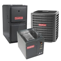 Goodman - 2.0 Ton Cooling - 80k BTU/Hr Heating - Heat Pump + Furnace Kit - 16.0 SEER - 96% AFUE - For Upflow Installation