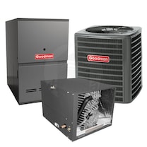 Goodman - 1.5 Ton Cooling - 60k BTU/Hr Heating - Air Conditioner + Variable Speed Furnace Kit - 14.5 SEER - 80% AFUE - For Horizontal Installation