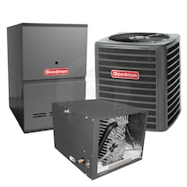 Goodman - 2.0 Ton Cooling - 60k BTU/Hr Heating - Air Conditioner + Variable Speed Furnace Kit - 16.0 SEER - 80% AFUE - For Horizontal Installation