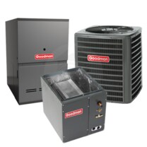 Goodman - 2.5 Ton Cooling - 80k BTU/Hr Heating - Air Conditioner + Variable Speed Furnace Kit - 13.5 SEER - 80% AFUE - For Downflow Installation