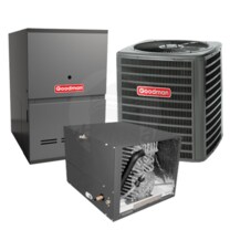 Goodman - 2.5 Ton Cooling - 60k BTU/Hr Heating - Air Conditioner + Variable Speed Furnace Kit - 13.5 SEER - 80% AFUE - For Horizontal Installation