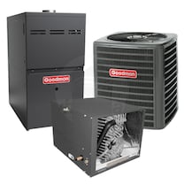 Goodman - 2.0 Ton Cooling - 80k BTU/Hr Heating - Air Conditioner + Variable Speed Furnace Kit - 14.0 SEER - 80% AFUE - For Horizontal Installation
