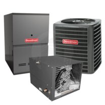 Goodman - 2.0 Ton Cooling - 100k BTU/Hr Heating - Air Conditioner + Variable Speed Furnace Kit - 14.0 SEER - 80% AFUE - For Horizontal Installation