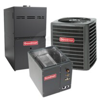 Goodman - 2.5 Ton Cooling - 80k BTU/Hr Heating - Heat Pump + Furnace Kit - 14.0 SEER - 80% AFUE - For Upflow Installation