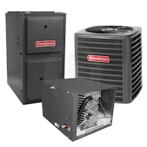 Goodman - 2.5 Ton Cooling - 60k BTU/Hr Heating - Heat Pump + Furnace Kit - 14.0 SEER - 96% AFUE - For Horizontal Installation