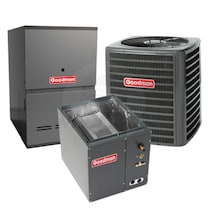 Goodman - 3.0 Ton Cooling - 80k BTU/Hr Heating - Air Conditioner + Variable Speed Furnace Kit - 14.0 SEER - 80% AFUE - For Downflow Installation