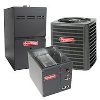 Goodman - 3.0 Ton Cooling - 60k BTU/Hr Heating - Heat Pump + Furnace Kit - 14.0 SEER - 80% AFUE - For Upflow Installation