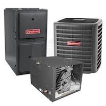 Goodman - 3.0 Ton Cooling - 80k BTU/Hr Heating - Air Conditioner + Variable Speed Furnace Kit - 17.0 SEER - 96% AFUE - For Horizontal Installation