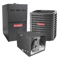 Goodman - 2.0 Ton Cooling - 60k BTU/Hr Heating - Air Conditioner + Variable Speed Furnace Kit - 16.0 SEER - 80% AFUE - For Horizontal Installation