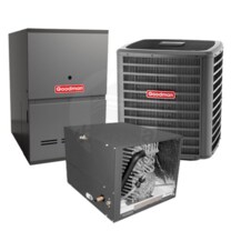 Goodman - 2.0 Ton Cooling - 80k BTU/Hr Heating - Air Conditioner + Variable Speed Furnace Kit - 16.0 SEER - 80% AFUE - For Horizontal Installation