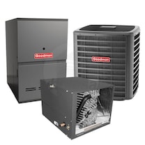 Goodman - 2.0 Ton Cooling - 60k BTU/Hr Heating - Air Conditioner + 2-Stage Furnace Kit - 16.0 SEER - 80% AFUE - For Horizontal Installation