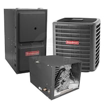 Goodman - 2.0 Ton Cooling - 40k BTU/Hr Heating - Air Conditioner + 2-Stage Furnace System - 16.0 SEER - 96% AFUE - For Horizontal Installation