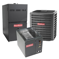 Goodman - 2.0 Ton Cooling - 60k BTU/Hr Heating - Heat Pump + Furnace Kit - 18.5 SEER - 80% AFUE - For Upflow Installation