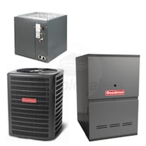 Goodman - 3.5 Ton Cooling - 80k BTU/Hr Heating - Air Conditioner + Multi-Speed Furnace Kit - 14.0 SEER - 80% AFUE - Downflow