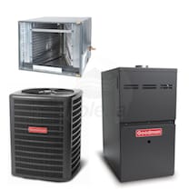 Goodman - 3.5 Ton Cooling - 100k BTU/Hr Heating - Air Conditioner + Variable Speed Furnace Kit - 13.5 SEER - 80% AFUE - Horizontal
