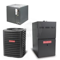Goodman - 1.5 Ton Cooling - 80k BTU/Hr Heating - Air Conditioner + Variable Speed Furnace System - 15.0 SEER - 80% AFUE - Upflow