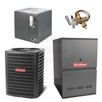 Goodman - 1.5 Ton Cooling - 60k BTU/Hr Heating - Air Conditioner + 2 Stage Furnace System - 16.0 SEER - 80% AFUE - Downflow