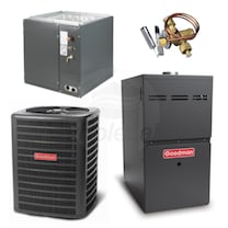Goodman - 1.5 Ton Cooling - 60k BTU/Hr Heating - Air Conditioner + Variable Speed Furnace Kit - 16.0 SEER - 80% AFUE - Upflow