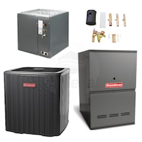 Goodman - 2.0 Ton Cooling - 80k BTU/Hr Heating - Air Conditioner + Variable Speed Furnace System - 18.0 SEER - 80% AFUE - Downflow