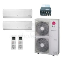 LG Wall Mounted 2-Zone LGRED° Heat System System - 48,000 BTU Outdoor - 15k + 24k Indoor - 20.5 SEER2