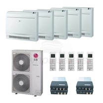 LG Low Wall Console 5-Zone LGRED° Heat System System - 48,000 BTU Outdoor - 9k + 9k + 9k + 12k + 15k Indoor - 20.5 SEER2