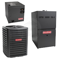 Goodman - 1.5 Ton Cooling - 40k BTU/Hr Heating - Air Conditioner + Multi Speed Furnace Kit - 14.0 SEER - 80% AFUE - Upflow