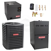 Goodman - 1.5 Ton Cooling - 40k BTU/Hr Heating - Air Conditioner + Multi Speed Furnace System - 15.5 SEER - 80% AFUE - Upflow