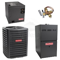 Goodman - 2.5 Ton Cooling - 80k BTU/Hr Heating - Air Conditioner + Multi Speed Furnace System - 16.0 SEER - 80% AFUE - Upflow
