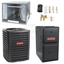 Goodman - 4.0 Ton Cooling - 120k BTU/Hr Heating - Air Conditioner + Multi Speed Furnace Kit - 13.5 SEER - 96% AFUE - Horizontal