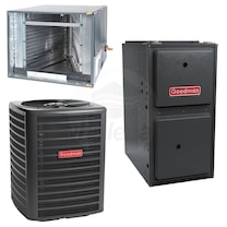 Goodman - 1.5 Ton Cooling - 80k BTU/Hr Heating - Air Conditioner + Multi Speed Furnace Kit - 14.0 SEER - 92% AFUE - Horizontal