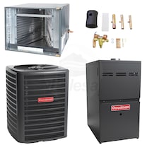 Goodman - 5.0 Ton Cooling - 120k BTU/Hr Heating - Air Conditioner + Multi Speed Furnace System - 14.0 SEER - 80% AFUE - Horizontal