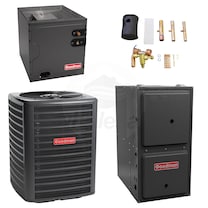 Goodman - 1.5 Ton Cooling - 60k BTU/Hr Heating - Air Conditioner + Multi Speed Furnace System - 15.5 SEER - 96% AFUE - Downflow