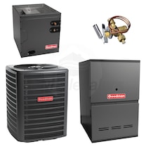 Goodman - 2.5 Ton Cooling - 60k BTU/Hr Heating - Air Conditioner + Multi Speed Furnace System - 16.0 SEER - 80% AFUE - Downflow