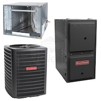 Goodman - 2.0 Ton Cooling - 60k BTU/Hr Heating - Air Conditioner + Multi Speed Furnace Kit - 14.0 SEER - 96% AFUE - Horizontal