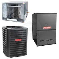 Goodman - 3.0 Ton Cooling - 100k BTU/Hr Heating - Air Conditioner + Multi Speed Furnace Kit - 14.5 SEER - 80% AFUE - Horizontal