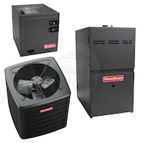 Goodman - 2.5 Ton Cooling - 80k BTU/Hr Heating - Air Conditioner + Variable Speed Furnace System - 15.2 SEER2 - 80% AFUE - Upflow