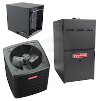 Goodman - 3.5 Ton Cooling - 80k BTU/Hr Heating - Air Conditioner + Multi Speed Furnace System - 15 SEER2 - 80% AFUE - Horizontal