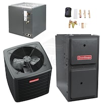 Goodman - 5 Ton Cooling - 120k BTU/Hr Heating - Air Conditioner + Variable Speed Furnace System - 14 SEER2 - 96% AFUE - Upflow