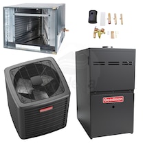 Goodman - 5.0 Ton Cooling - 80k BTU/Hr Heating - Air Conditioner + Variable Speed Furnace System - 18.0 SEER2 - 80% AFUE - Horizontal