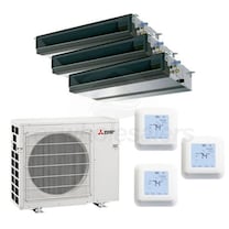View Mitsubishi Concealed Duct 3-Zone System - 30,000 BTU Outdoor - 9k + 9k + 12k Indoor -  16.2 SEER2