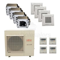 Fujitsu Ceiling Cassette 4-Zone System - 36,000 BTU Outdoor - 7k + 7k + 9k + 12k Indoor - 18.0 SEER