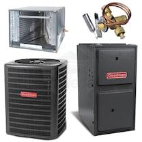 Goodman - 3.0 Ton Cooling - 120k BTU/Hr Heating - Air Conditioner + Variable Speed Furnace Kit - 16.0 SEER - 97% AFUE - For Horizontal Installation