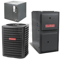 Goodman - 3.5 Ton Cooling - 80k BTU/Hr Heating - Air Conditioner + Variable Speed Furnace Kit - 14.5 SEER - 97% AFUE - For Upflow Installation