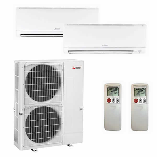Mitsubishi MXZ-8C60NA-U1 ADP5834 2-MSZ-GL24NA-U1 48,000 BTU 17.4 SEER  Ductless Dual Zone Heat Pump 24+24